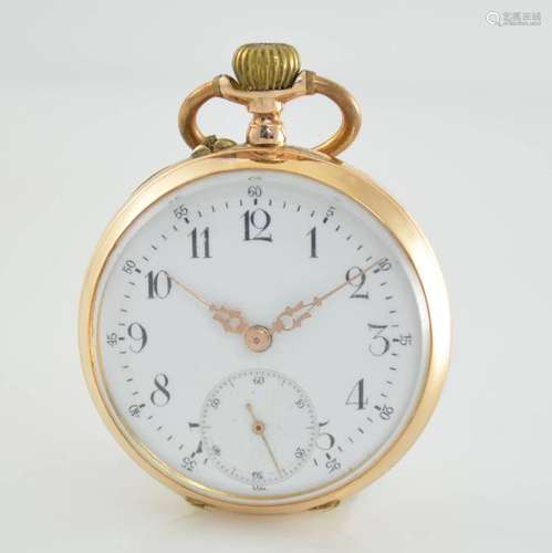 Open face 14k pink gold pocket watch