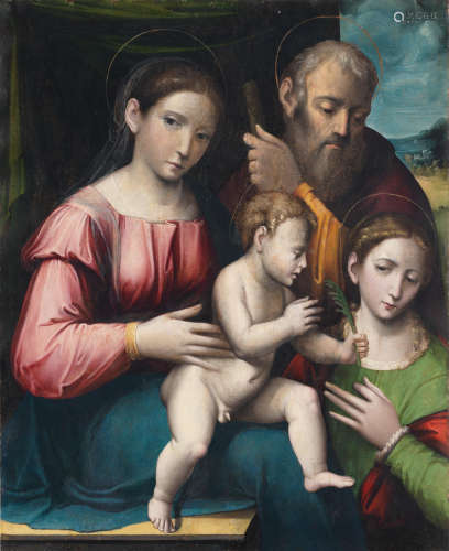 The Holy Family with Saint Catherine of Alexandria Giulio Raibolini, called Giulio Francia(Bologna 1487-1540)