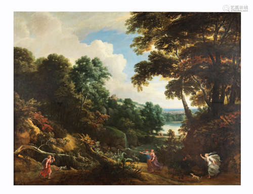 A wooded landscape with Diana and her nymphs hunting a stag Jacques d'Arthois(Brussels 1613-1686)
