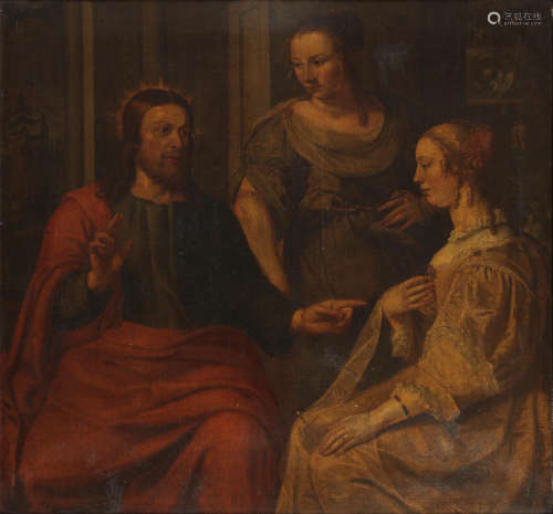 Christ in the House of Mary and Martha Circle of Peter van Lint(Antwerp 1609-1690)