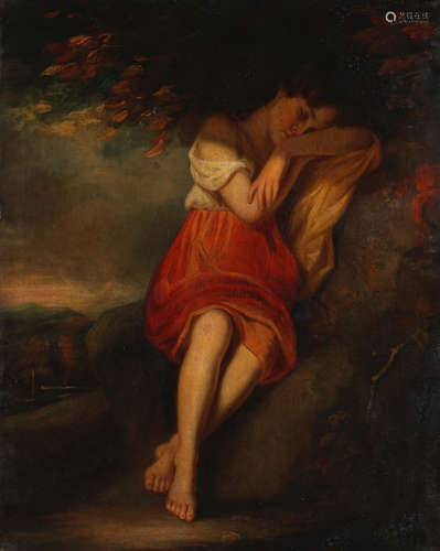 A girl slumbering under a tree in a landscape John Opie RA(Trevellas 1761-1807 London)