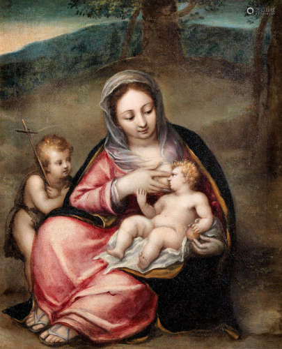 The Madonna and Child with the Infant Saint John the Baptist Follower of Marcello Venusti(Mazzo di Valtellina 1512-1579 Rome)