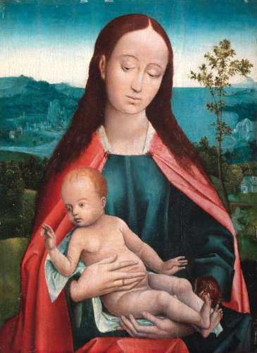 The Virgin and Child in a landscape Follower of Hugo van der Goes(Ghent circa 1440-1482 Oudergem)
