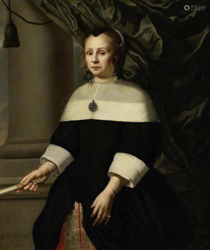 Portrait of a lady, three-quarter-length, in a black dress Carel van Savoy(Antwerp 1619-1665 Amsterdam)