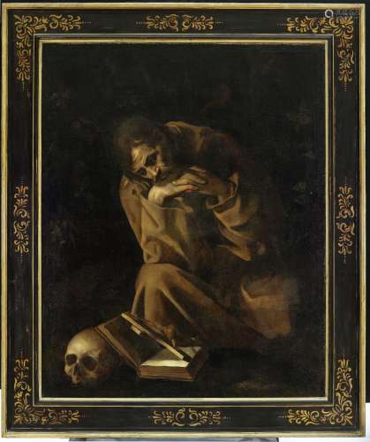 Saint Francis in contemplation Circle of Michelangelo Merisi da Caravaggio(Caravaggio 1573-1610 Porto Ercole)