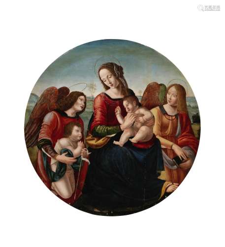 The Madonna and Child with the Infant Saint John the Baptist and angels 84.8 cm. (33 3/8 in.) diameter  Florentine School16th Century