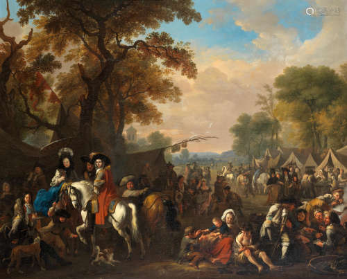 A military encampment Jan van Huchtenburg(Haarlem 1647-1733 Amsterdam)