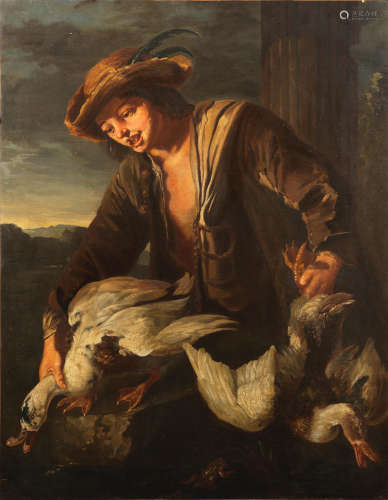 A boy holding two ducks unframed Giacomo Francesco Cipper, called il Todeschini(Feldkirch 1667-1738 Milan)