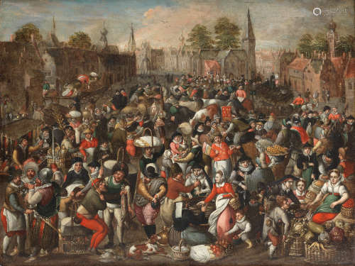 A busy market scene  Circle of Pieter Baltens(Antwerp circa 1526-circa 1584)