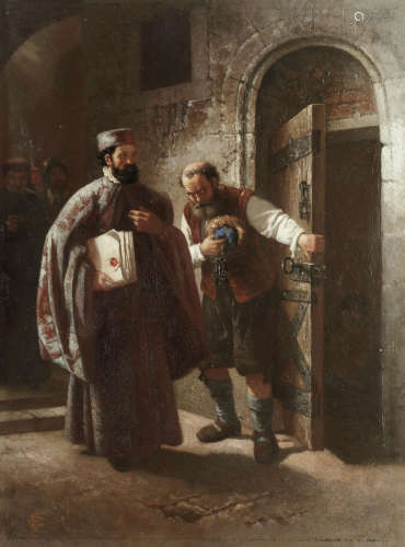 Visiting the prisoner  Ernest Crofts, RA(British, 1847-1911)