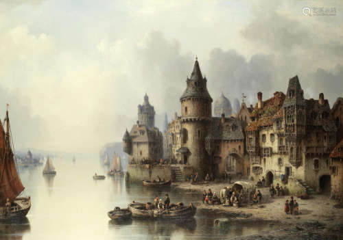 On the Seine Ludwig Hermann(German, 1812-1881)