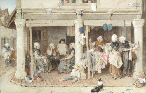 A shop at Dol, Brittany Myles Birket Foster, RWS(British 1825-1899)