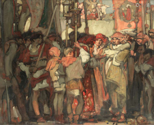 The opening of the strife between the skinners and the merchant taylors, A.D. 1484 Sir Frank Brangwyn, RA(British, 1867-1956)