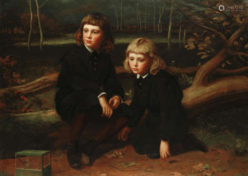 Portrait of two young boys in the woods James Sant(British, 1820-1916)