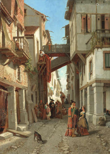 A street scene, Toledo François Antoine Bossuet(Belgian, 1800-1889)