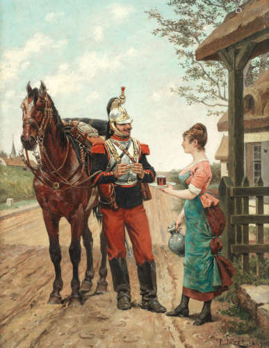Refreshment for a cavalryman Paul Léon Jazet(French, born 1848)