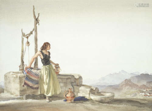 A well amid the Guadarrama Mountains Sir William Russell Flint, RA, PRWS(British, 1880-1969)