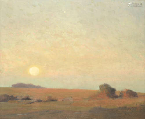 Landscape at sunset Fred Hall(British, 1860-1948)