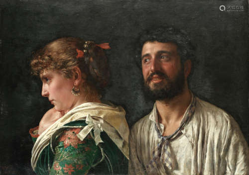 Playing hard to get Achille Mollica(Italian 19th Century)