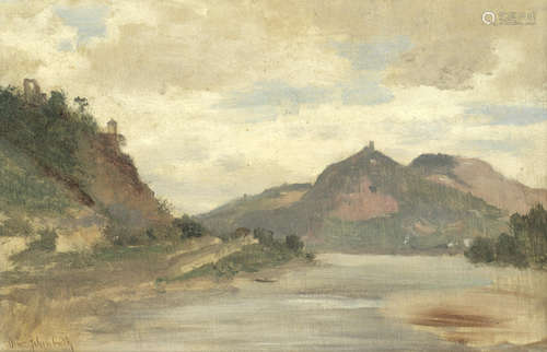 Der Rhein mit dem Siebengebirge Oswald Achenbach(German, 1827-1905)