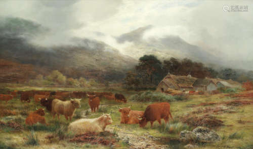 Highland cattle at the croft Louis Bosworth Hurt(British, 1856-1929)