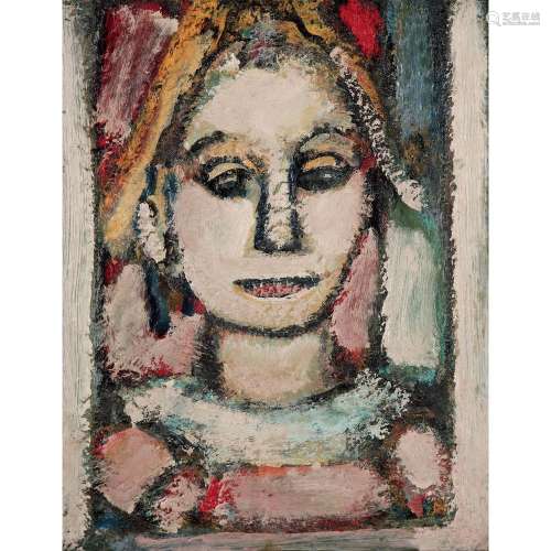 GEORGES ROUAULT (1871-1958) Arlequin, harmonie rose, 1948-1952 Oil on canvas 16 X 12 1/2 in.