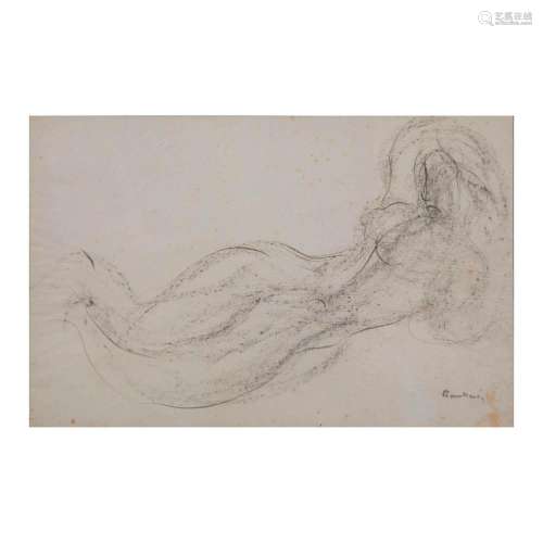 Jean Fautrier (1898-1964) Nu couché Charcoal on paper; signed lower right 7 11/16 x 4 7/8 in.