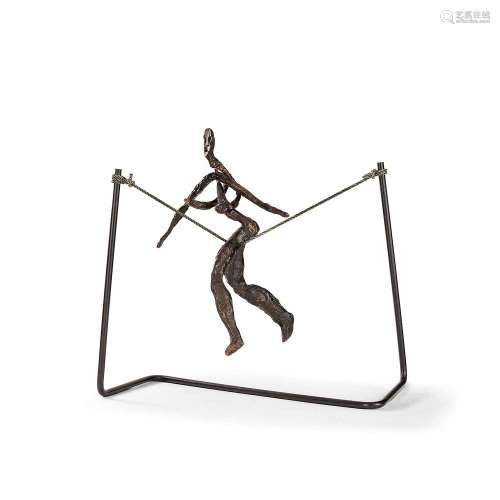 ƒALEXANDER CALDER (1898-1976) Tightrope Worker (Woman on Cord), 1944-1969 Bronze, métal et corde Signé et numéroté 6/6 Fonte...