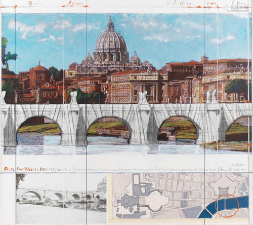 Ponte Sant'Angelo, Wrapped, Project for Rome Christo & Jeanne-Claude(American, born 1935; 1935-2009)