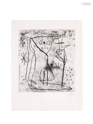 Jeune fille aux deux oiseaux, from Trente ans d'activite Joan Miró(Spanish, 1893-1983)
