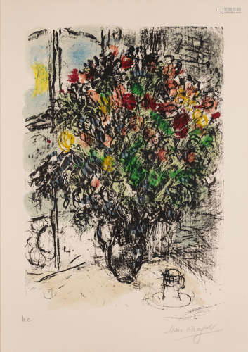 Bouquet Rouge Marc Chagall(Russian/French, 1887-1985)