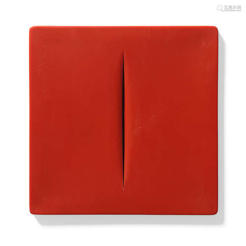 Concetto Spaziale (Red) After Lucio Fontana(Italian 1899-1968)