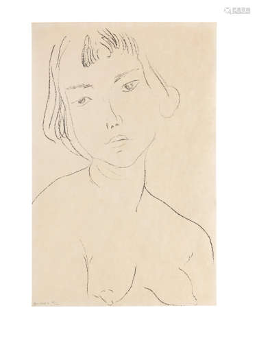 Visage légèrement penché vers la gauche Henri Matisse(French, 1869-1954)