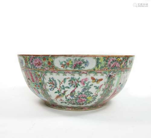 19th century A Canton export famille rose punch bowl