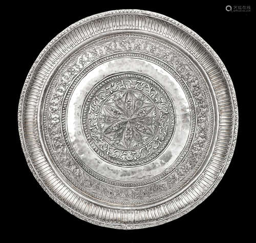 Central India or Deccan, 18th century Two repoussé silver trays (thali)