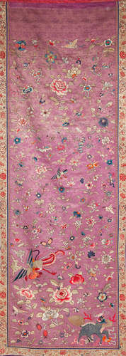 Late 19th century A silk embroidered panel