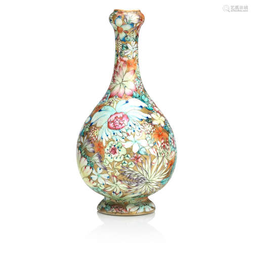 Qianlong seal mark A famille rose 'mille-fleurs' miniature vase