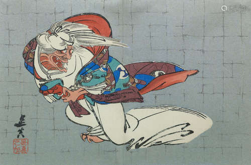 By Shibata Zeshin, circa 1880-1920  A woodblock of the Ibaraki demon