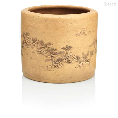 Bearing Yang Jichu seal mark A large yixing brushpot after Yang Jichu