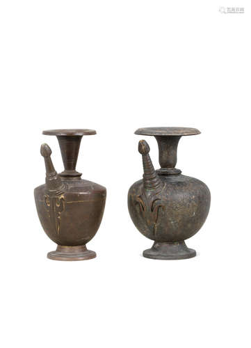 North India, 17th/18th century Two bronze Shivite lotas