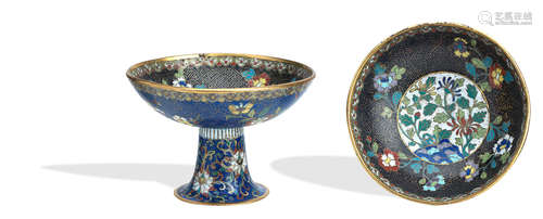 Early 19th century A pair of cloisonné enamel footed bowls