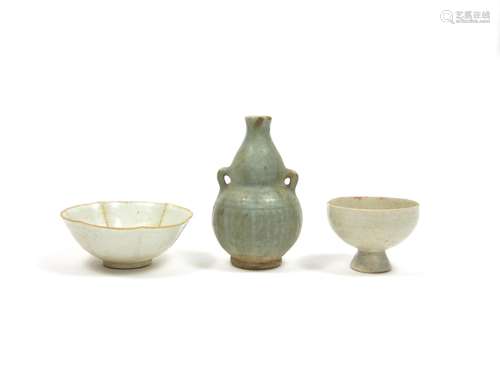 A qingbai bowl together with an early vase and bowl