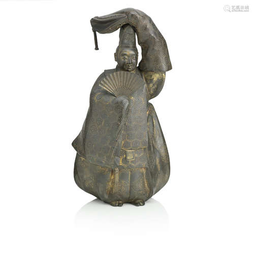 By Katsura Mitsuharu, Meiji era, circa 1900 A bronze figure of a Noh dancer