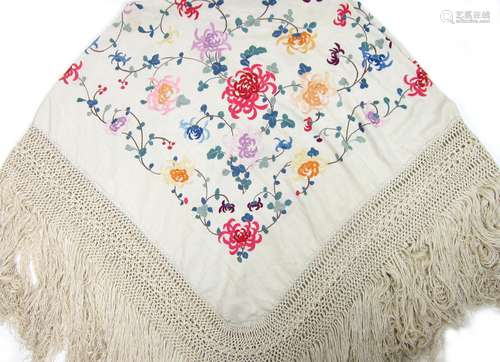 19th/20th century A silk embroidered shawl