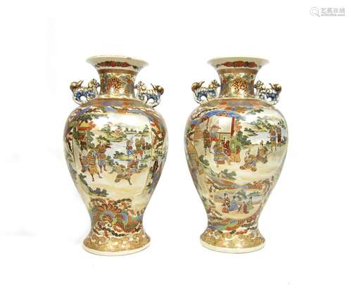 Meiji era A pair of Satsuma vases