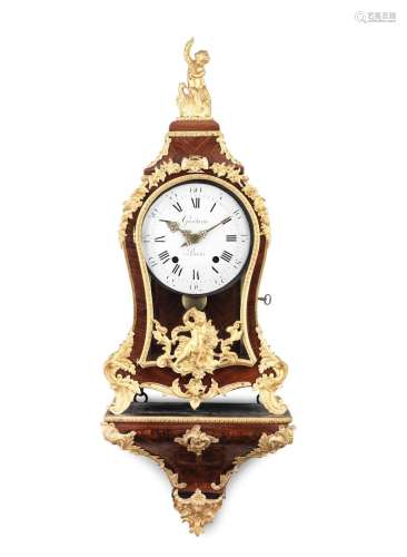 A fine mid 18th century French ormolu-mounted kingwood bracket clock on original wall bracket, c.1750 Gaudron, Paris