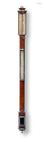 An early 19th century mahogany bow-fronted stick barometer  Cox, London