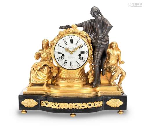 A rare mid 18th century gilt and patinated bronze clock Baillon, Paris.  The movement signed Courvoisier, Paris and numbered 2813.