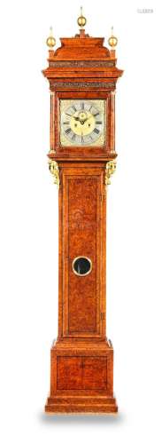 A burr walnut and amboyna veneered longcase clock  The early 18th century movement and dial by John May, London