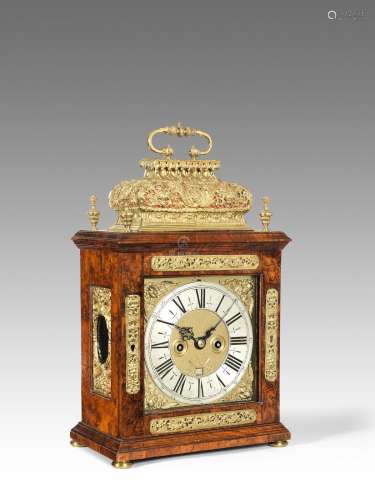 A walnut veneered quarter repeating basket top table clock Fabian Robin, London